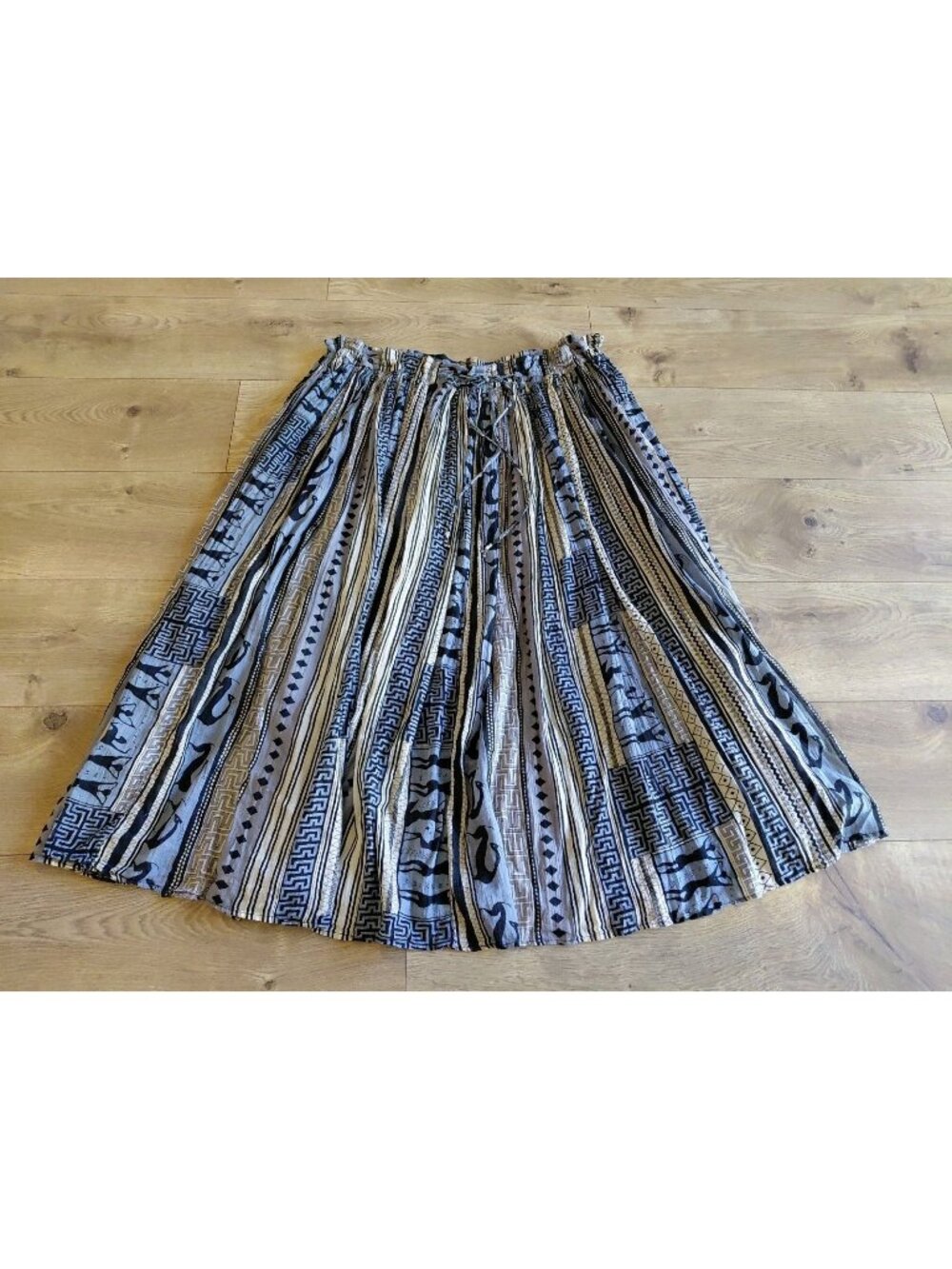 Le Mieux Cotton Maxi Crinkle Skirt Boho Hippie One Size Blue Black Beige